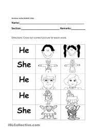 Kindergarten worksheets are a fantastic resource to help parents and teachers reinforce lessons to children. He And She Worksheet Free Esl Printable Worksheets Made By Teachers Sight Word Worksheets Pronoun Worksheets Kindergarten Worksheets