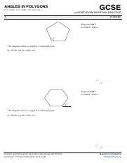 To find the sum of interior angles of a polygon, multiply the number of triangles in the polygon by 180°. Angles In Polygons Pdf Gcse Angles In Polygons Estimated Time 60 Minutes Igcse Exam Question Practice 1 3 4 Marks Diagram Not Accurately Drawn X U00b0 The Course Hero