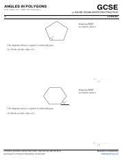 Calculate the sum of the interior angles in a pentagon. Angles In Polygons Pdf Gcse Angles In Polygons Estimated Time 60 Minutes Igcse Exam Question Practice 1 3 4 Marks Diagram Not Accurately Drawn X The Course Hero