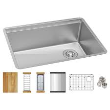 Kitchen sink and tap packs. Elkay Efru24169rtwc Crosstown 16 Gauge Workstation Stainless Steel Single Bowl Undermount Sink Kit 25 1 2 X 18 1 2 X 9 Polished Satin