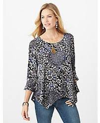 Petite Floral Sharkbite Hem Hacci Top 103688110 Trending Outfits Fashion Clothes
