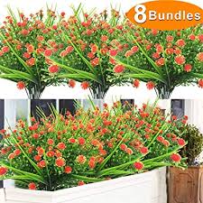 And the outdoor faux plant selection in general (i.e., not just flowers, but trees, shrubs, ivy, ferns then i change out the color flowers with the season or if they fade. Buy Amenon 8 Bundles Artificial Flowers Outdoor Uv Resistant Plants Faux Plastic Greenery Shrubs Plants Artificial Fake Flowers Outside Indoor Hanging Planter Christmas Holiday Home Party Decor Orange Online In Sri