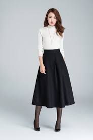 Black A Line Midi Skirt A Line Midi Skirt Midi Wool Skirt Wool Skirt Woman Skirt Etsy Wool Skirts Winter Skirt Skirt Design