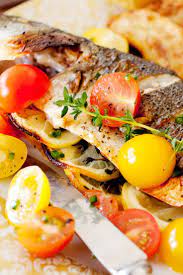 Greek Style Fish With Marinated Tomatoes Recipe Recipe Grilled Seafood Recipes Marinated Tomatoes Recipes