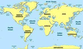 Oceans And Seas Of The World Map Lists Seas And Oceans A To Z Index Of The World