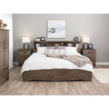 Drawers have plywood sides and metal drawer runners; Prepac Salt Spring King Platform Storage Bed With 6 Drawers In Drifted Gray Dbk 8400 K