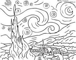 Click To See Printable Version Of Starry Night By Vincent Van Gogh Coloring Page Van Gogh Coloring Starry Night Van Gogh Van Gogh Art