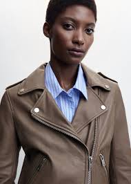 chaqueta biker mujer marron