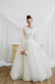 1950s White Wedding Dress Chic Vintage Brides Long Sleeve Wedding Dress Lace White Wedding Dresses Wedding Dress Long Sleeve