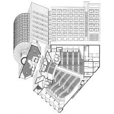 Alongarchitecturallines Freiburg State Bank Mario Botta 1977 Worms Eye View Mendrisio Axonometric Drawing