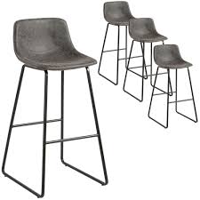 Black And Gold Bar Stools Australia Grey Bailey Faux Leather Barstools Temple Webster Bar Stools Leather Seat Faux Leather