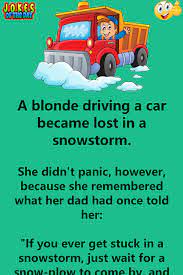 A Blonde Gets Lost In A Snowstorm But Remembers This Neat Trick Funny Blonde Jokes Really Funny Joke Stupid Jokes