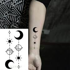 The total eclipse, or the time when the moon is in. Waterproof Temporary Tattoo Sticker Cool Moon Eclipse Fake Tatto Flash Tatoo Foot Arm Hand Neck Body Art For Girl Men Women Temporary Tattoos Aliexpress
