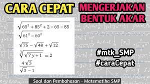 Feb 22, 2019 · baca juga : Contoh Soal Cpns 2018 Pembahasan Soal Bentuk Akar Matematika Smp Icpns