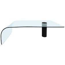48 w coffee table tempered glass forged iron rustic curved stretcher. Modern Bent Glass Waterfall Coffee Table At 1stdibs