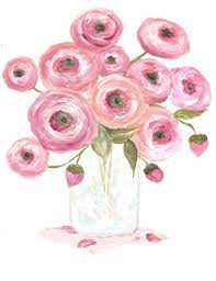Original Ranunculus Watercolor Floral Vase Series Ranunculus Etsy In 2020 Ranunculus Painting Floral Watercolor Flower Art