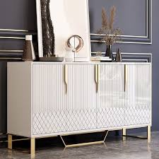 Aro Contemporary 60 Inch Sideboard Buffet 4 Door Sideboard Table Kitchen Buffet Table In White Black White Black In 2020 Dining Room Sideboard Kitchen Buffet Kitchen Buffet Table