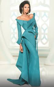 Mnm Couture 2540 Pleated Crumbcatcher Long Sleeve Gown Long Sleeve Gown Designer Evening Gowns Wedding Dress Couture