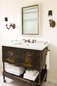 Shabby chic whitewashed shelves and glass cabinets are your basics for such a bathroom. 29 Vintage And Shabby Chic Vanities For Your Bathroom Digsdigs
