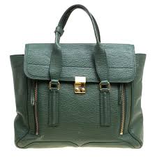 3 1 Phillip Lim Green Leather Large Pashli Top Handle Bag