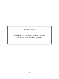 Kod bidang mof yang dibenarkan beroperasi dirumah. Kod Bidang Mof