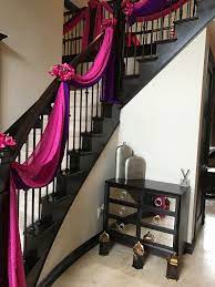 20 stunning stairway decor ideas for every style check out these ideas that will really step up your stairway decor game. Home Decor And Staircase Drapes Decor For An Asian Indian Wedding Home Chinese Wedding Decor Desi Wedding Decor Stair Decor