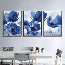 Nordic Simple Blue Flowers Decorative Paintings Canvas Posters And Prints Wall Art Picture For Living Room Home Decoration Beati Painting Calligraphy Aliexpress