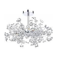 Perle 10 light flush chrome and crystal ceiling fitting. Dar Lighting Modern Oberoi 6 Light Chrome Semi Flush Ceiling Light Obe0650 Lighting From The Home Lighting Centre Uk