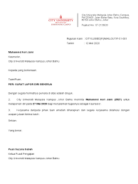 Mohon untuk lapor diri untuk kerja. Surat Lapor Diri