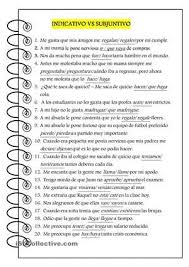 Indicativo Vs Subjuntivo Ejercicios De Espanol Aprender Espanol Palabras En Espanol