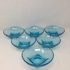 Hazel Ware 7 Pc Capri Colonial Azure Blue Salad Bowl Set Mid Century  Serveware