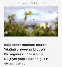 Bugulanan Camlara Usulca Yuzunu Ciziyorum Ki Yuzun Bir Yagmur Damlasi Olup Dusuyor Yapraklarina Gulun Ahmet Telli Yaprak 19 Subat Yagmur