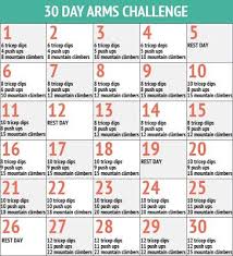 30 day fitness challenges printable charts july arm