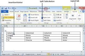 Split A Table In Word 2010 Tutorialspoint