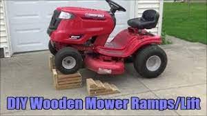 With the help of wheel pads and other safety features such as locking pins, they hold the wheels in place so that you can safely raise your mower's front axle and access the most important parts that need maintenance. Diy Wooden Riding Lawn Mower Ramps Lift Youtube
