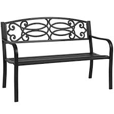 Black Bench With Backrest Best Choice Products Outdoor Garden 50 Inch Steel Park Patio Bench Chair W Scroll Design Backrest And Slatted Seat Black Patio Furnishings Porch Chairs Porch Furniture