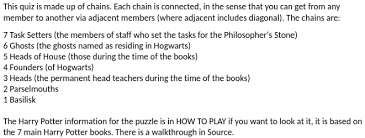 Check spelling or type a new query. Harry Potter Chains Logic Quiz By A O D