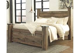 Trinell Queen Poster Bed With Storage In 2019 Master Bedroom Storage Bed Queen Queen Poster Bed