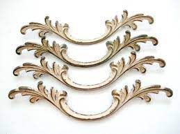 Lot Of 4 Vintage French Provincial Drawer Pulls 4 25 Centers Rare Size 4 1 4 On Center Hole Spacing Handles Cream Brass French Provincial Drawer Pulls French Vintage French Provincial Drawer