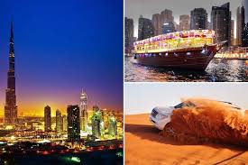 Dubai city tour sightseeing itinerary package includes, burj khalifa, burj al arab, old dubai to modern dubai, museum, abra & malls. Dubai Trio Package Desert Safari Dhow Cruise Dubai Marina Dubai City Tour Bookmytour