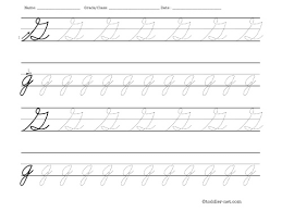 Each letter contains a solid letter, . Tracing Worksheet Cursive Letter G