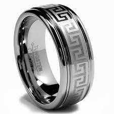 8mm Tungsten Ring Wedding Band With Laser Etched Greek Key Design Sizes 8 To 12 Bonndorf Http Www A Tungsten Mens Rings Tungsten Wedding Bands Rings For Men