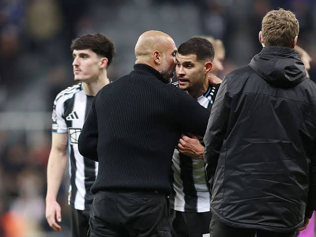 Pep Guardiola explains stormy scenes with Bruno Guimaraes as Joelinton  frogmarched from pitch | Chronicle Live