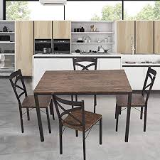 Rated 4.5 out of 5 stars. Dporticus 5 Piece Dining Set Industrial Style Wooden Kitchen Table And Chairs Prime Shopping 247