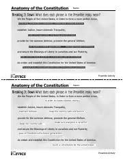 Anatomy of the constitution name: Anatomy Of Constitution Pdf Teacher U2019s Guide Anatomy Of The Constitution Time Needed One Class Period Materials Needed Student Worksheets Projector Course Hero