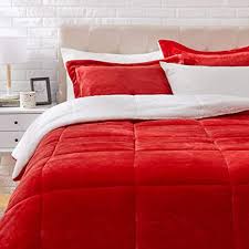 Plus, create a wish list with a wedding or gift registry. Amazon Com Amazon Basics Ultra Soft Micromink Sherpa Comforter Bed Set Red Full Queen Home Kitchen