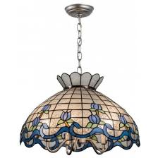 Rose Border Tiffany Blue Pendant Lamp Stined Glass Floral Decor