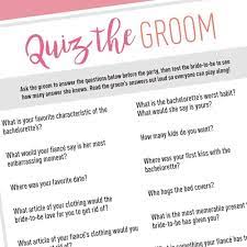 The groom how well does the bride know the groom? Bachelorette Party Game Printable Groom Quiz Stag Hen