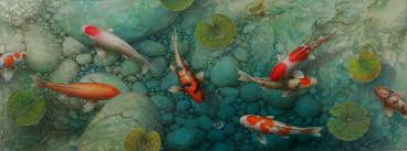 The pond featured below is an above ground pond utilising modern gravity filtration, and is heated. Water Garden Archives Koi Fish Paintings By Terry Gilecki