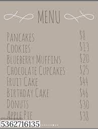 5 cafe menu decals for bloxburg! Pin By Cranberryiris On Bloxburg Bloxburg Decal Codes Bloxburg Decals Codes Custom Decals